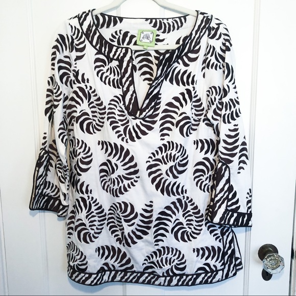 Elizabeth McKay Brown + White Tunic Size 6 - Picture 2 of 7